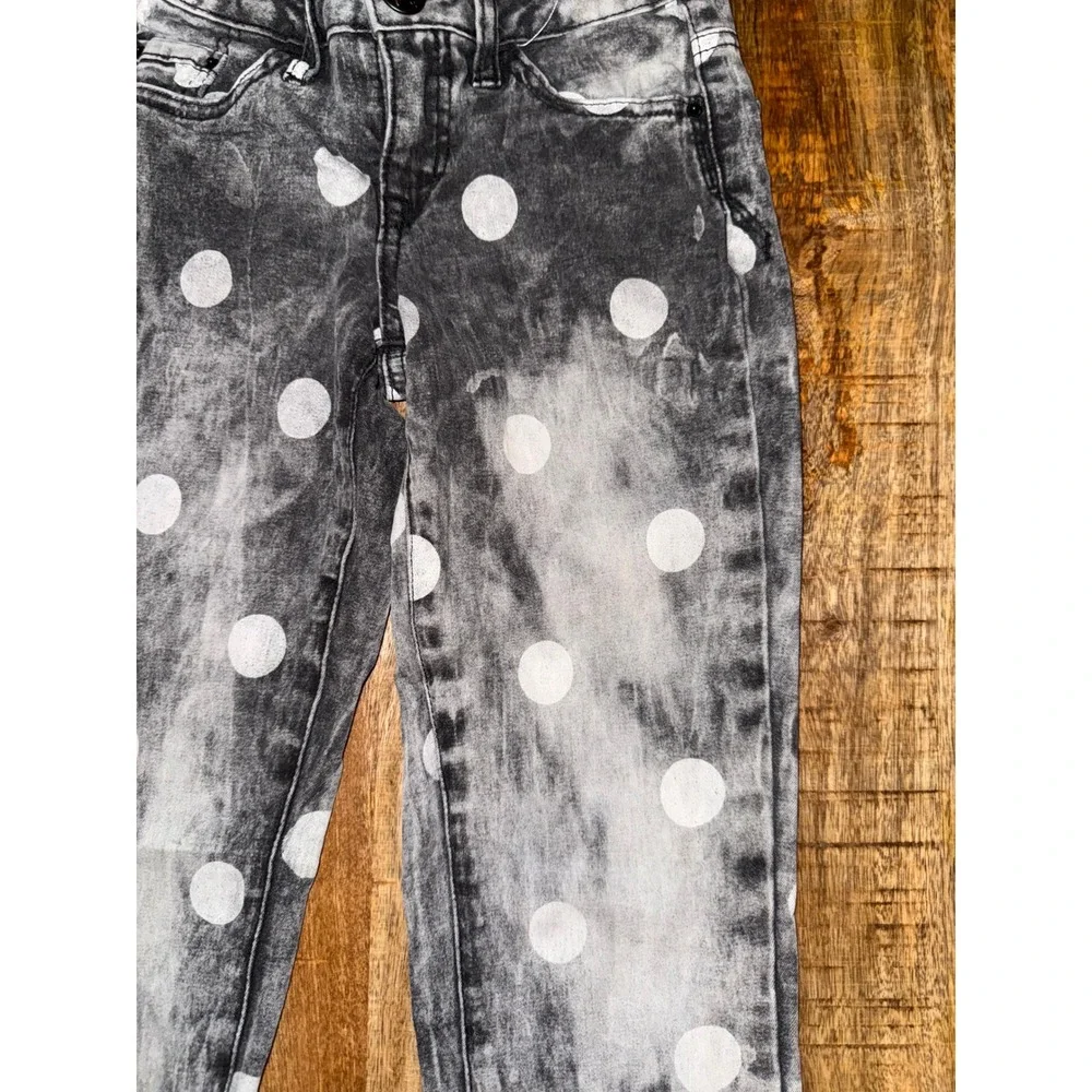 Justice Premium Girls Gray Polka Dot Acid Wash Simply Low Skinny Jeans Size 8R